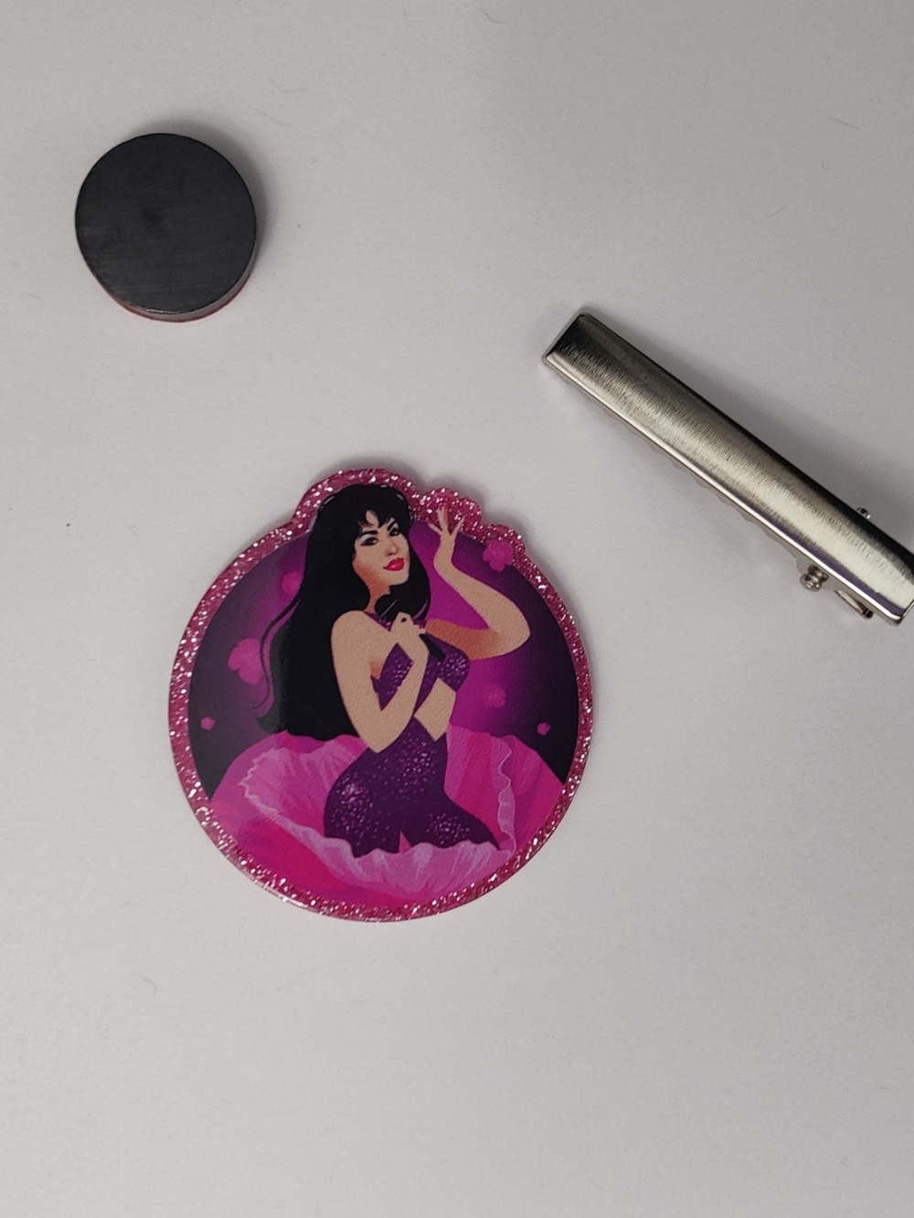 Custom Handmade Character Magnet or Hair Clip- Selena